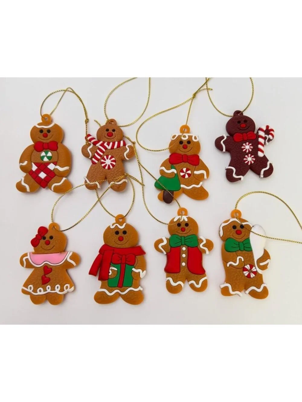 Gingerbread Man Woman Christmas Ornament Set of 8 Festive Holiday Decorations